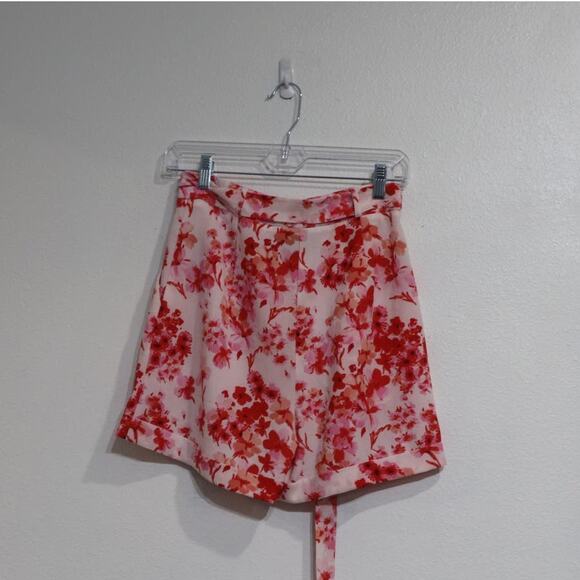 Asos Pink Floral High Waist Shorts Sz 4 - Picture 6 of 8